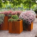 Geometric Spheres Weathered Corten Steel Tree Planters