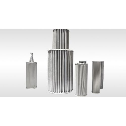 Metal pleated filter element