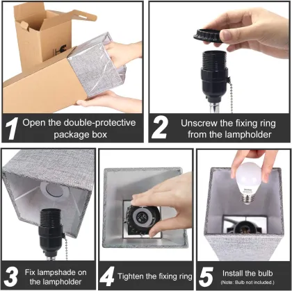 Modern Nordic Simple Fabric Table Lamp with USB Interface