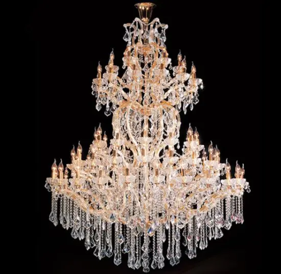 Long Banquet Wedding Chandelier Lighting - Gold Finish Pendant Light