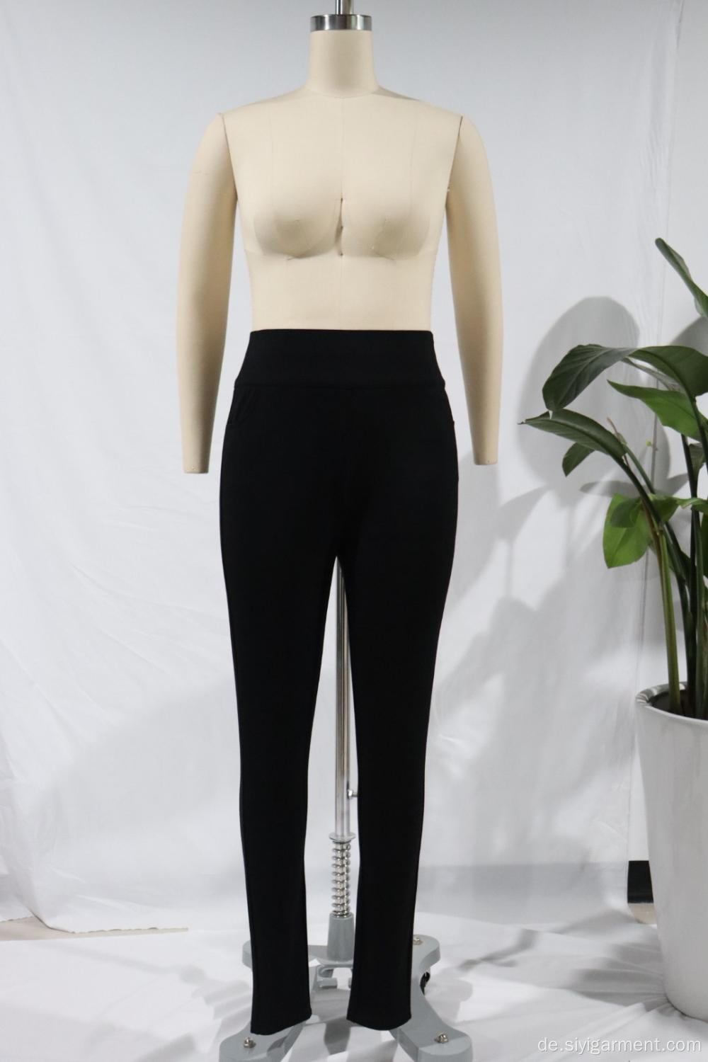 Schwarze schmale Stretchhose für Damen