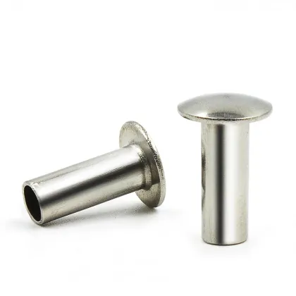 Stainless steel fittings with hollow rivets