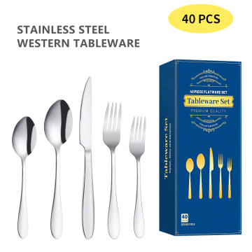 High Mirror Polish Portuguese Tableware 40pcs 5 Sets Classic Cutlery