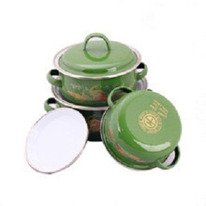 3pcs enamel green color enamel casserole