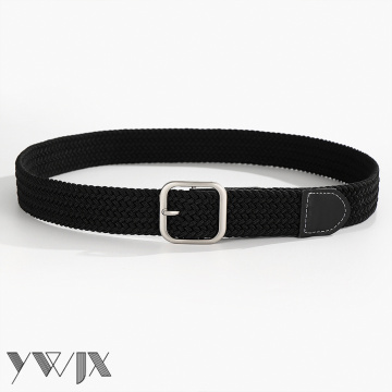 Men and Women's Black Canvas Elastic Woven Belt