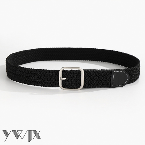 Men and Women's Black Canvas Elastic Woven Belt