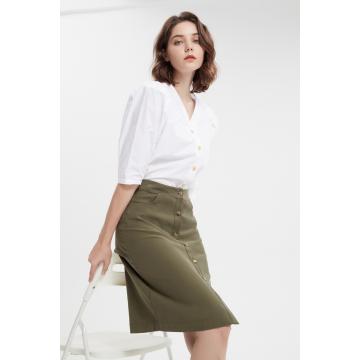 Witte chef -kokshirt met korte mouw uniforme rok