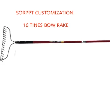 Top Selling 16 Tines Fiberglass Long Handle Forge Bow Rake