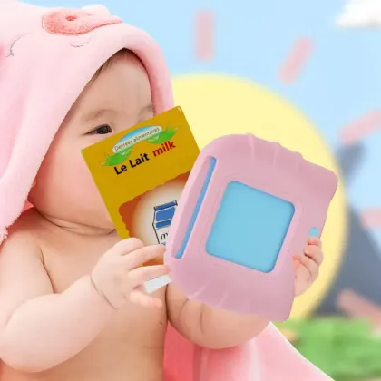 Portable French English dual language kids flash card reader machine educational toys for kids learning
