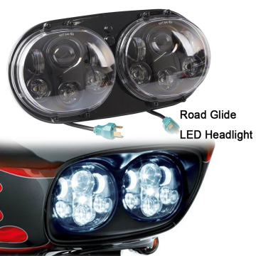 90W/60W LED Double Headlight for XL883 XL1200 Road Glide