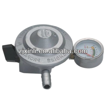 High Quality LPG Gas Regulator with Meter, Zinc Alloy Gas Valve with Child Lock Switch