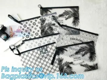vinyl slider bag pvc slider zip bag, Summer Kit Frosted Ziplock Bag Slider Zipper Bag, document pencil case with handle slider