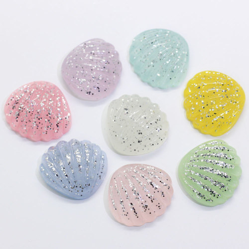 Glitter Mini Sea Shell Cabochon Perline in resina 100pcs Charms Decorazioni fai da te Decorazione artigianale Ornamenti per camera da letto Negozio di ornamenti di gioielli