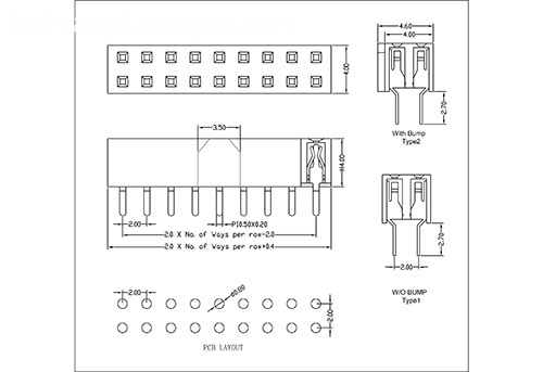 2.0 mm Female Header Dual Row  Straight Type H4.0 FHDS06-XXDXXX
