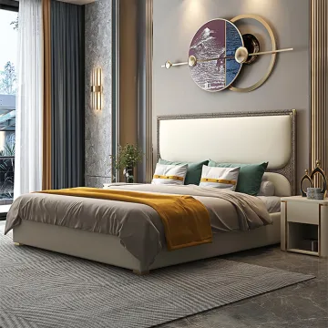 Luxury Leather Bed with Minimalist Italian Design