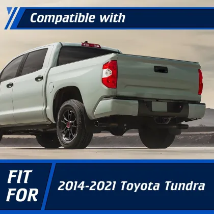 Wolfstorm Exterior Retrofit Fab Fours Black Steel Truck Rear Bumper for Tundra 2014-2024