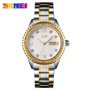 Skmei 9221 Luxury Waterproof Stainless Steel Calendar Mechanical Diamond Watch Men's Wristwatches
