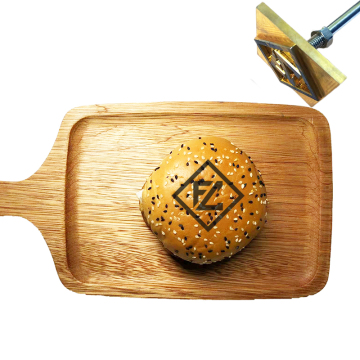 Borsa per torta in pelle in legno personalizzato con goffratura del logo e stampo di rame