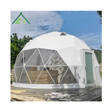 4-Person Capacity White Geodesic Planetarium Dome Tent with Extra Room and Machine Space for 7m to 8m Diameter