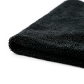 16X16In Serviette de séchage de nettoyage de voiture en microfibre sans bord noir