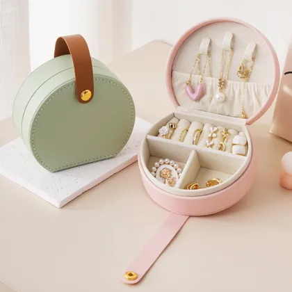 Travel PU Leather Jewelry Storage Box with handle