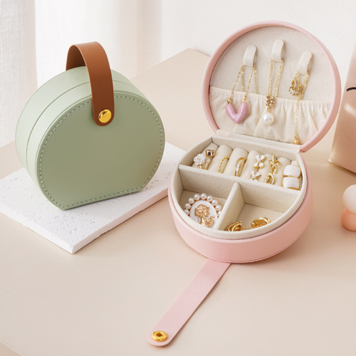 Travel PU Leather Jewelry Storage Box with handle