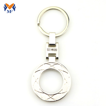 Custom logo hollow out round metal keychain
