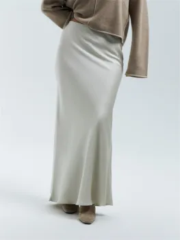 Satin Waistband A-line Fishtail Skirt