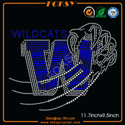 Wildcats besi rhinestone di atas pindahan untuk t shirt