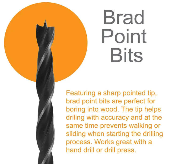 Brad Point and Twist Drill Bit 100 Piece Set Includes Bits For Drilling Wood, Metal, stainless steel