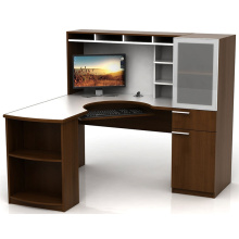 Wood L-Shaped Desk with Cabinet