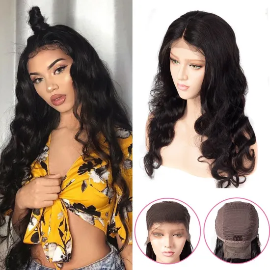 Wholesale Best Real Natural 100% Indian Human Hair Wigs Body Wave Raw Virgin Hair Wigs Natural