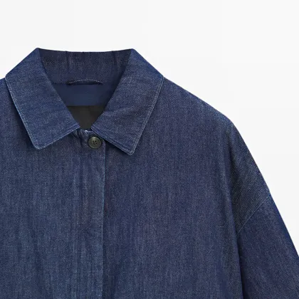 Women's urban commuting modern style pilot jacket denim jacket