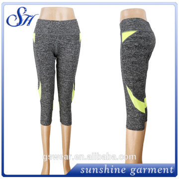 sexy grey tight yoga leggings capri stitching yoga pants womens