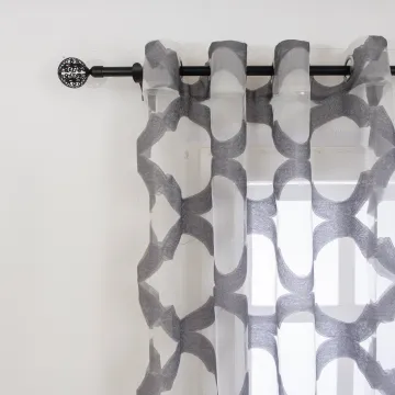 Modern Dark Grey Voile Jacquard Sheer Curtains - European American Style Living Room Decor