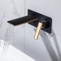 Black Gold Wall Mount Concealed Waterfall Faucet