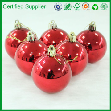 Factory direct supply 4cm red plastic shiny hanging large Christmas ball