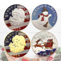 Christmas Santa Gold Coins Souvenir Metal Soft Email