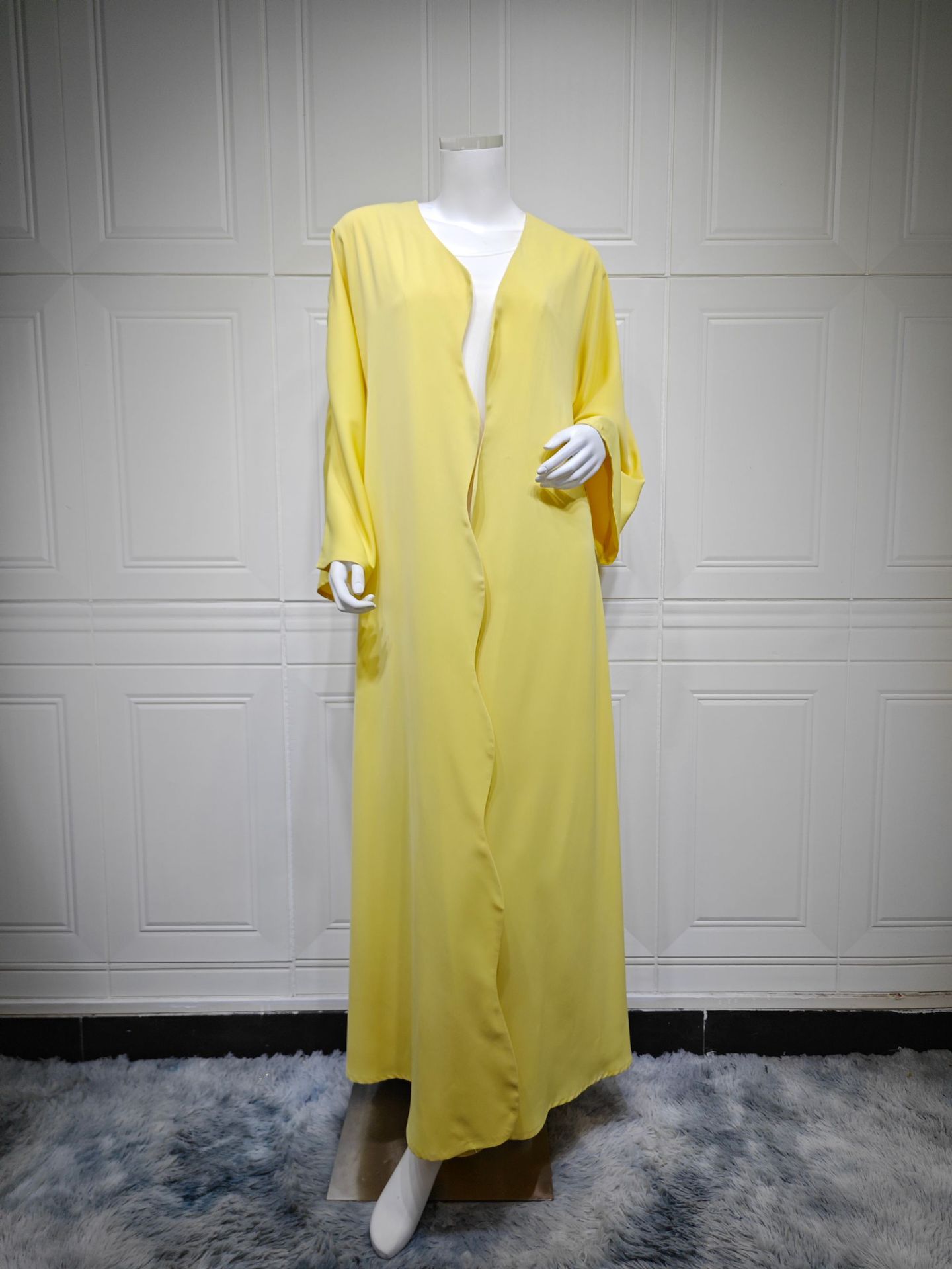 Middle East Solid Color Long Sleeve Loose Maxi Dress Muslim Women Open Abaya Dubai Islamic Clothing Arab Elegant Robe Cardigan5
