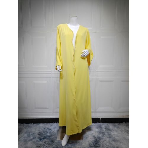 ژاکت کش باف پشمی ابای تابستانی زرد رنگ ثابت