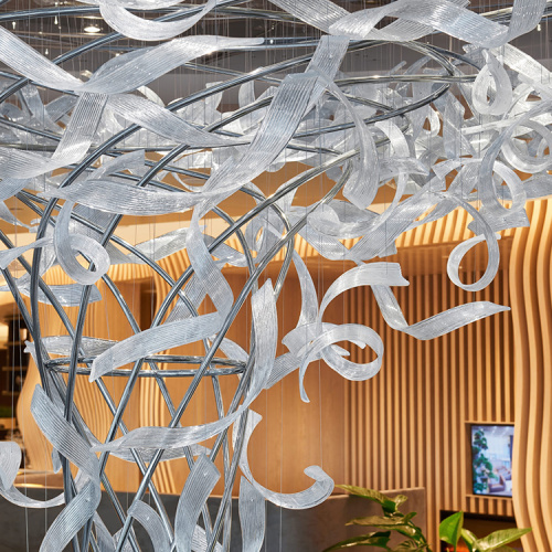 Lobby ribbon shape luxury project pendant light