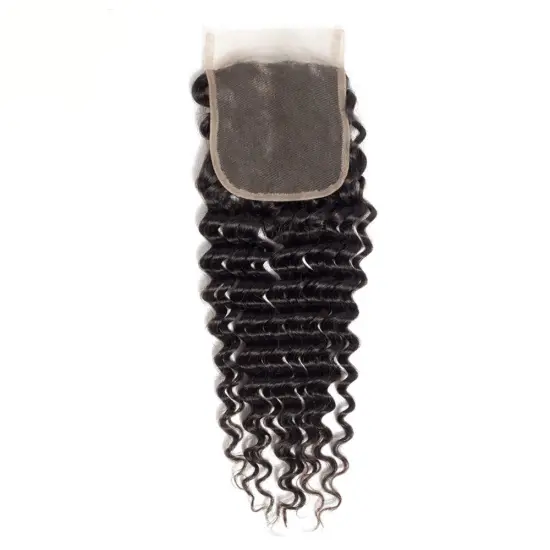Hd Transparent Vendors Wholesale 150% Density 10A 12A Double Drawn Extension Brazilian Hair 4X4 Deep Wave Raw Indian Hd Closure
