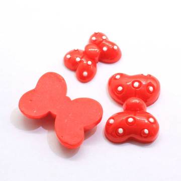 Resin Cute Red Butterfly Shape Bowtie Loose Flat Back Resin Beads Kawaii Design Popular for Craft Decoration DIY Stickers