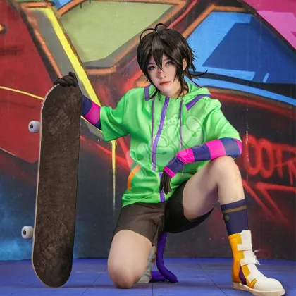35cm Short Black Synthetic Wig for Chinen Miya Cosplay from SK8 the Infinity