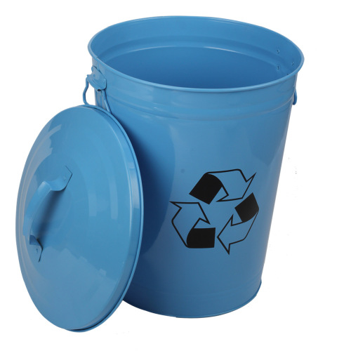 23L Eco-friendly Blue Trash Can with Lid