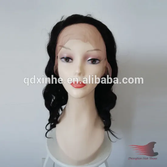 Indian Human Hair #1B 16inch Body Wave Full Lace Wig