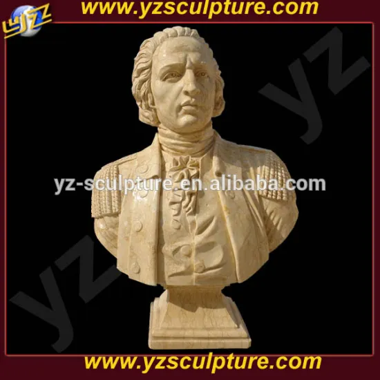 indoor decoration carved yellow marble famous man bust statue