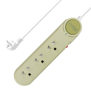 High Quality 3-Way Green Color Power Strips for Thailand - Customizable Extension Sockets Without USB Ports