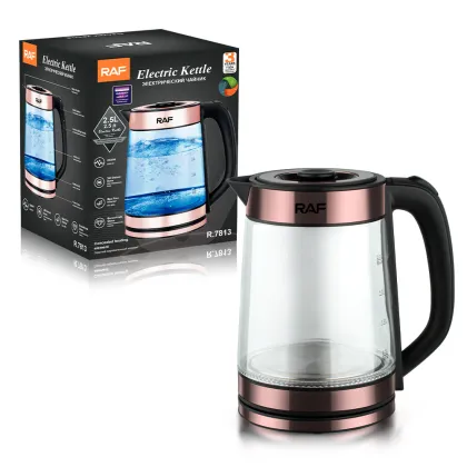 Premium RAF Borosilicate Glass Kettle and Teapot Set - Blue