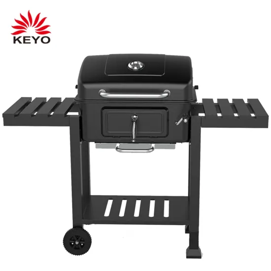 Heavy Duty Backyard Smoker Charcoal BBQ Grills Outdoor Trolley Barbecue Grill With Double Side Table